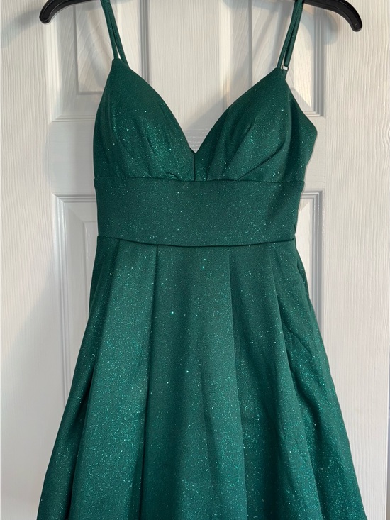 B Darlin Emerald Green Sparkle A-Line Prom Dress B Darlin Emerald Green Sparkle A-Line Prom Dress